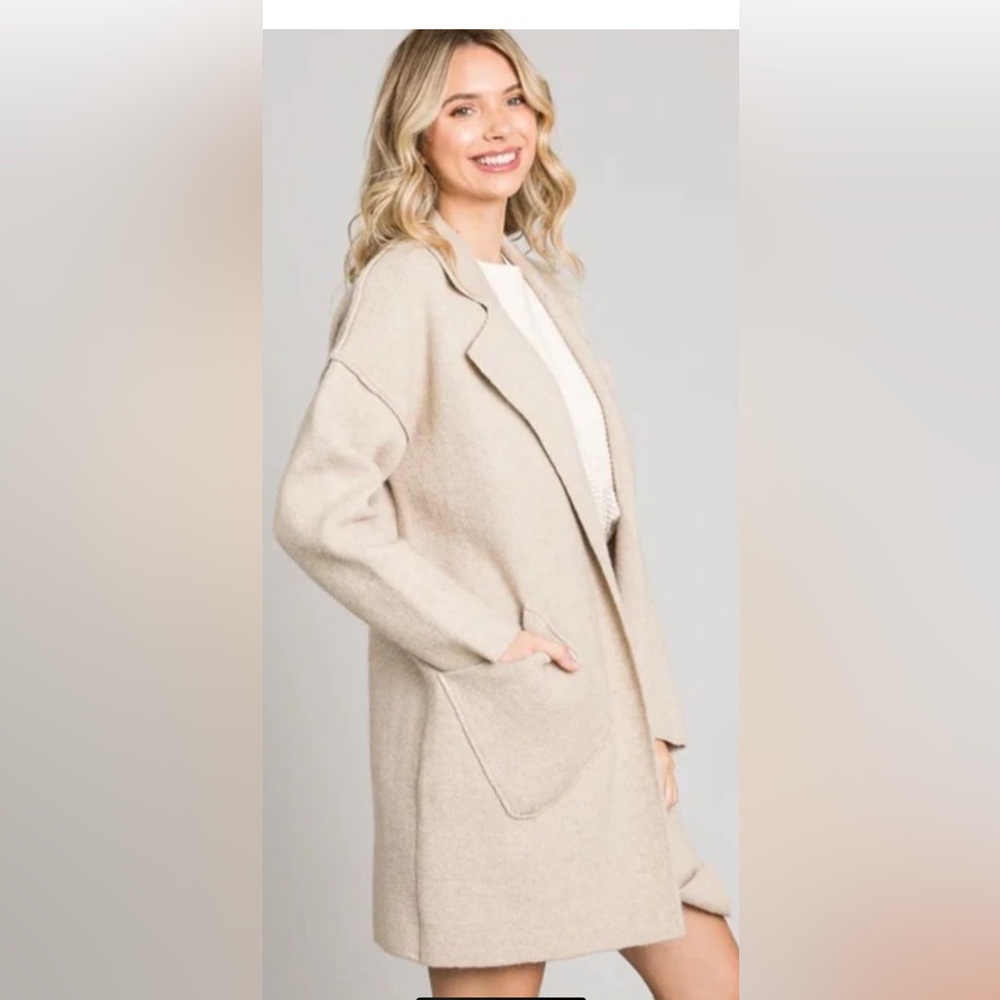 Allie Rose Tan Sweater Coat.  L